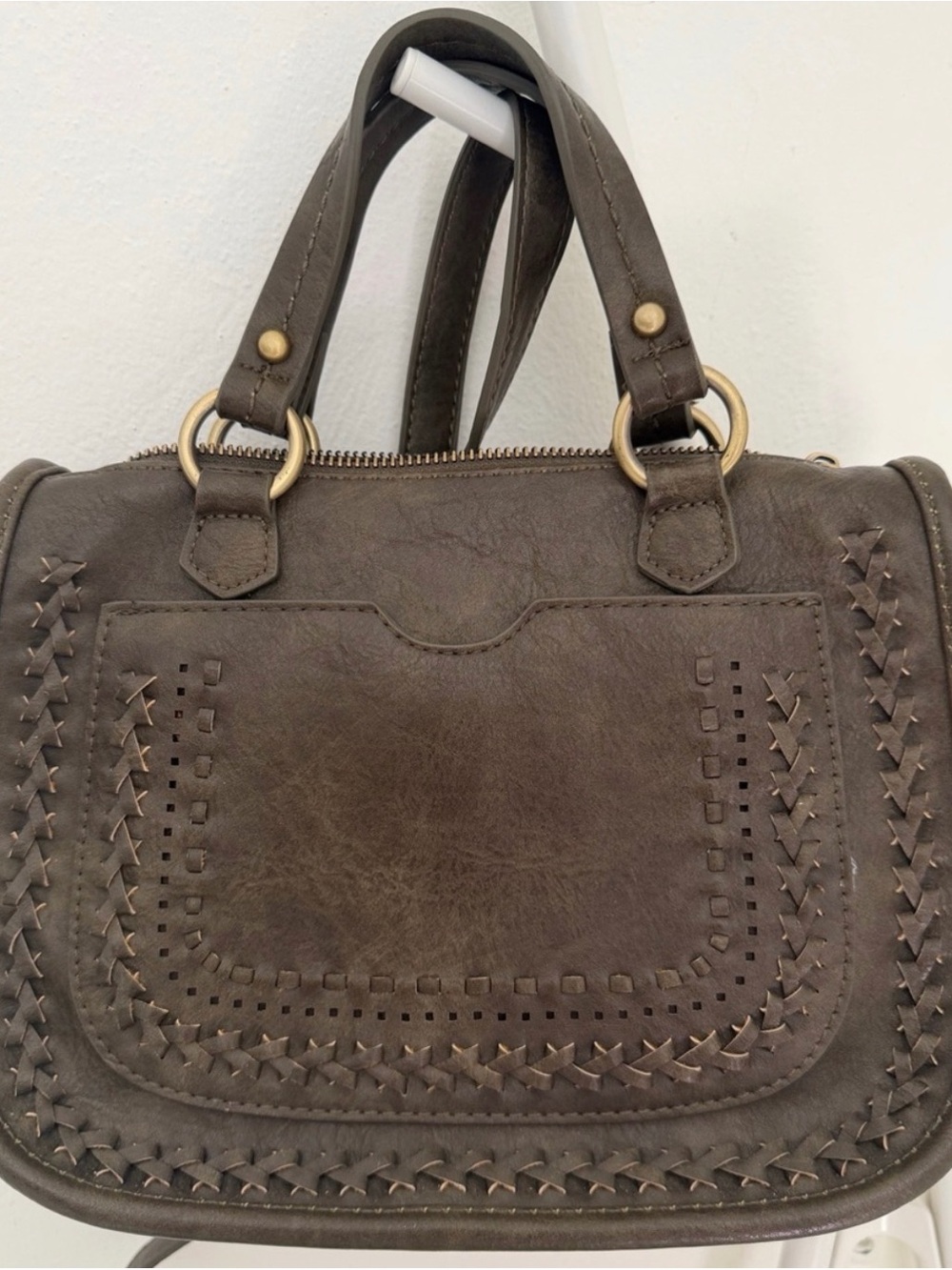 Antik Kraft Brown Leather Satchel with Braided Detail